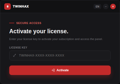 Pantalla de activación de licencia