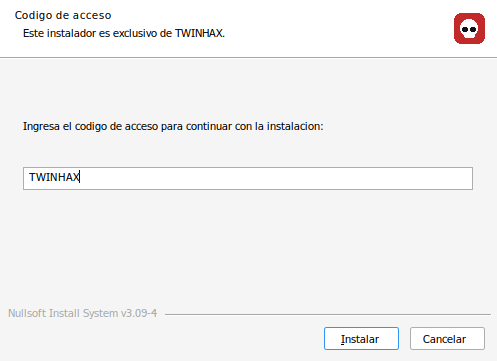 Código TWINHAX escrito en el campo